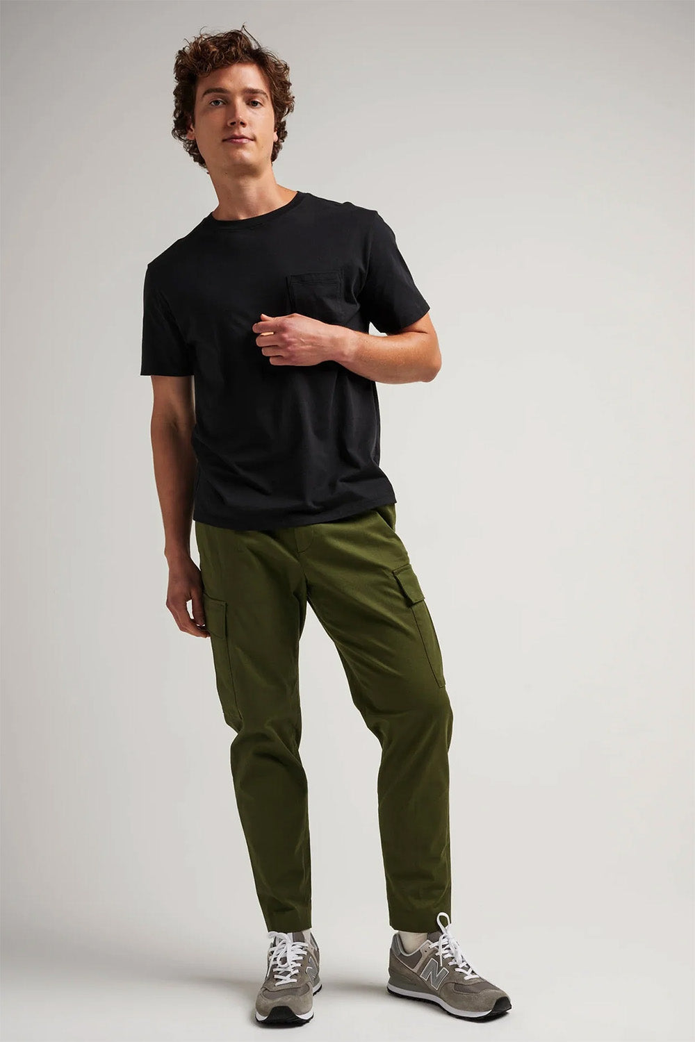 Richer Poorer Pima Pocket Tee in Black — Full Body view