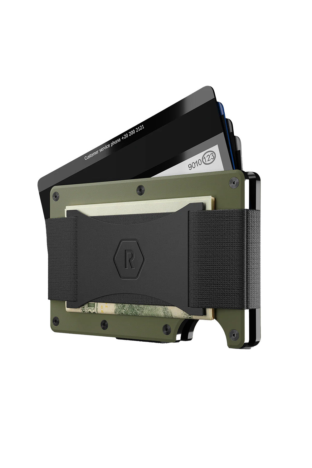 Ridge Wallets - Aluminum Cash Strap - Matte Olive - Angle
