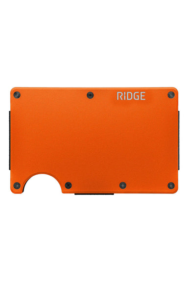 ridge wallet aluminum cash strap basecamp orange front
