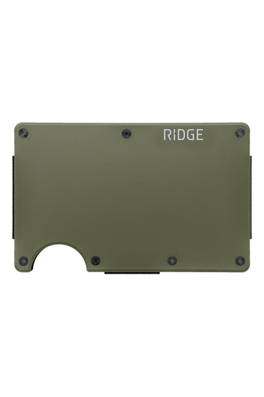 ridge wallet aluminum cash strap matte olive front