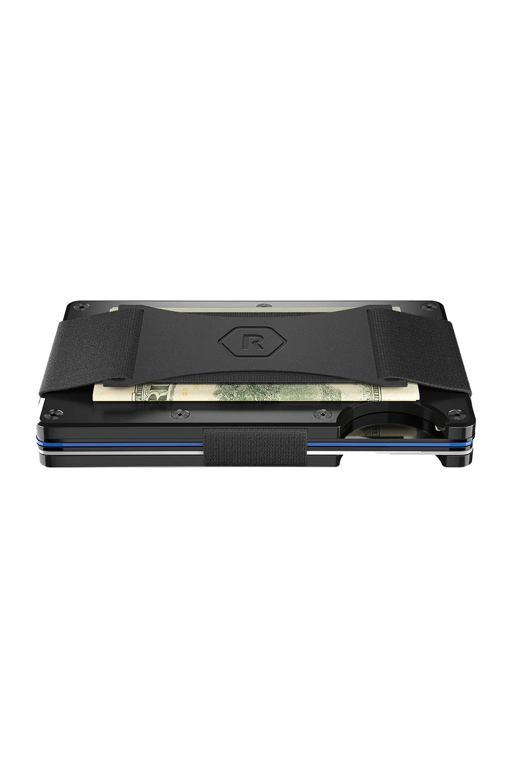 ridge wallet aluminum cash strap royal black side