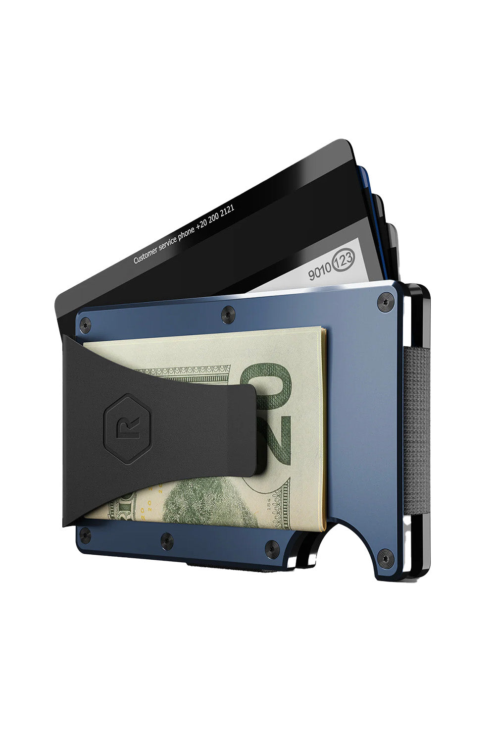 ridge wallet aluminum money clip alpine navy open