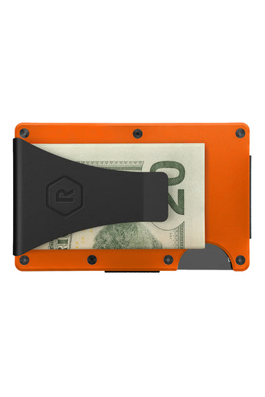 ridge wallet aluminum money clip basecamp orange back