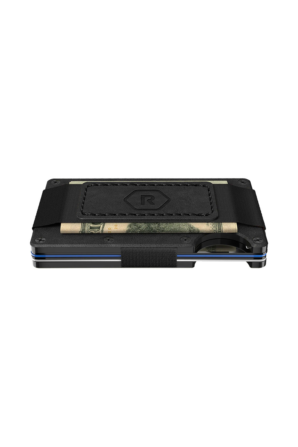 ridge wallet leather cash strap midnight black side