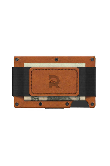 ridge wallet leather cash strap tobacco brown back