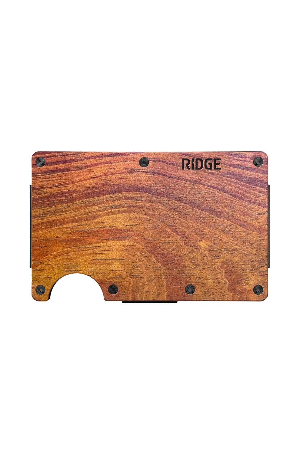 Ridge Wallet - Aluminum - Money Clip - Mopane Wood - Back