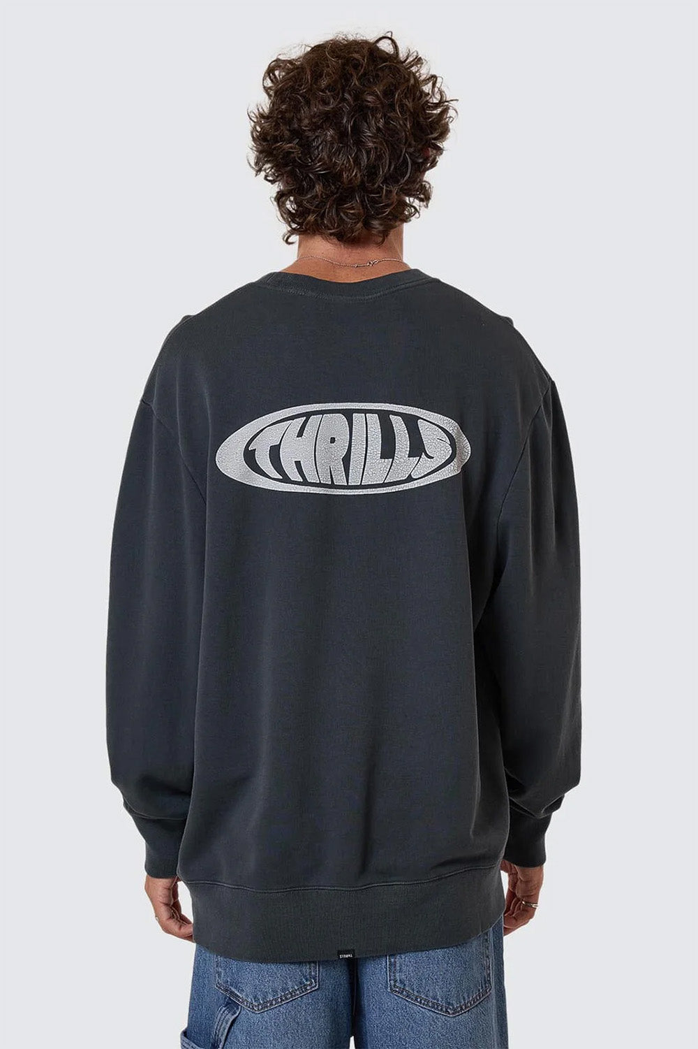 Thrills SHADOWLESS OVERSIZE CREW Ebony Back