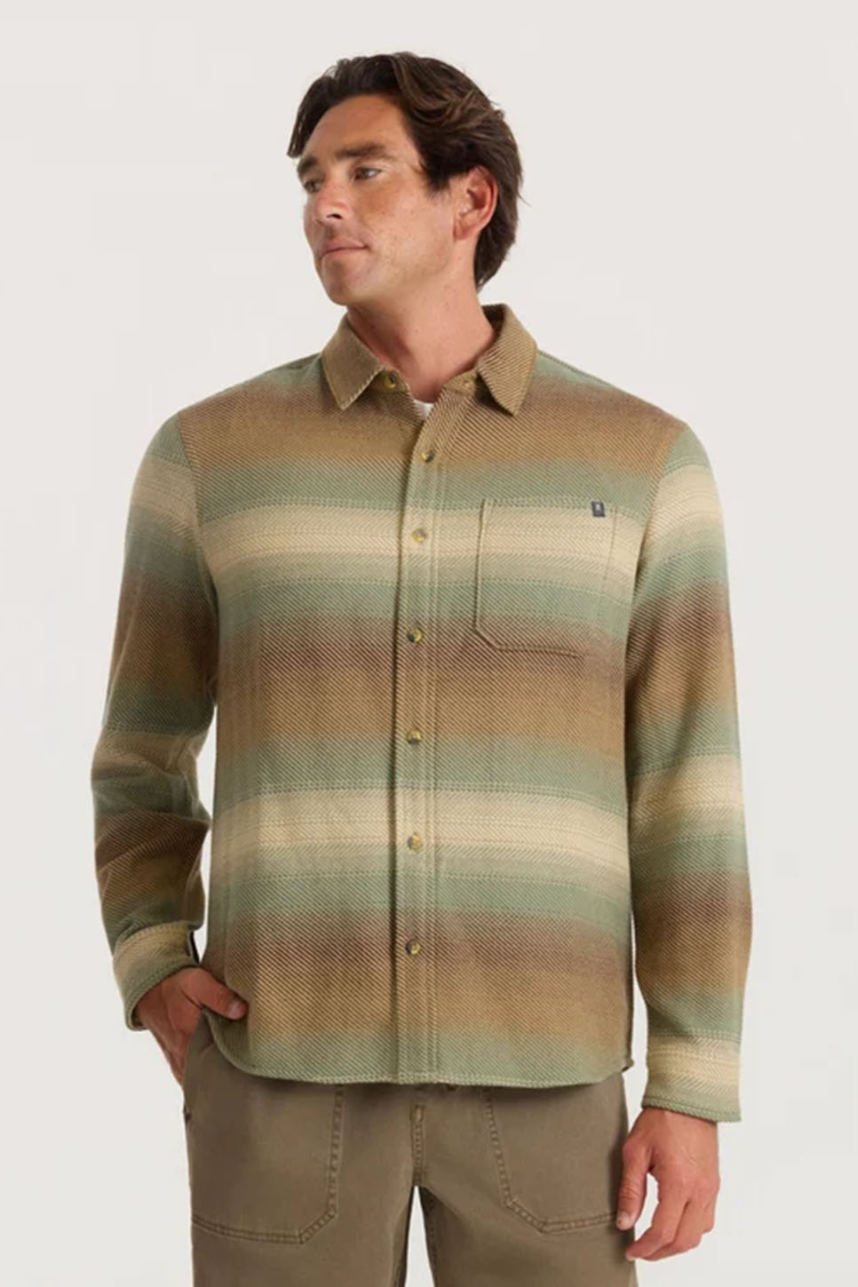 Roark Revival - Crossroads Flannel - Sand - Model Front
