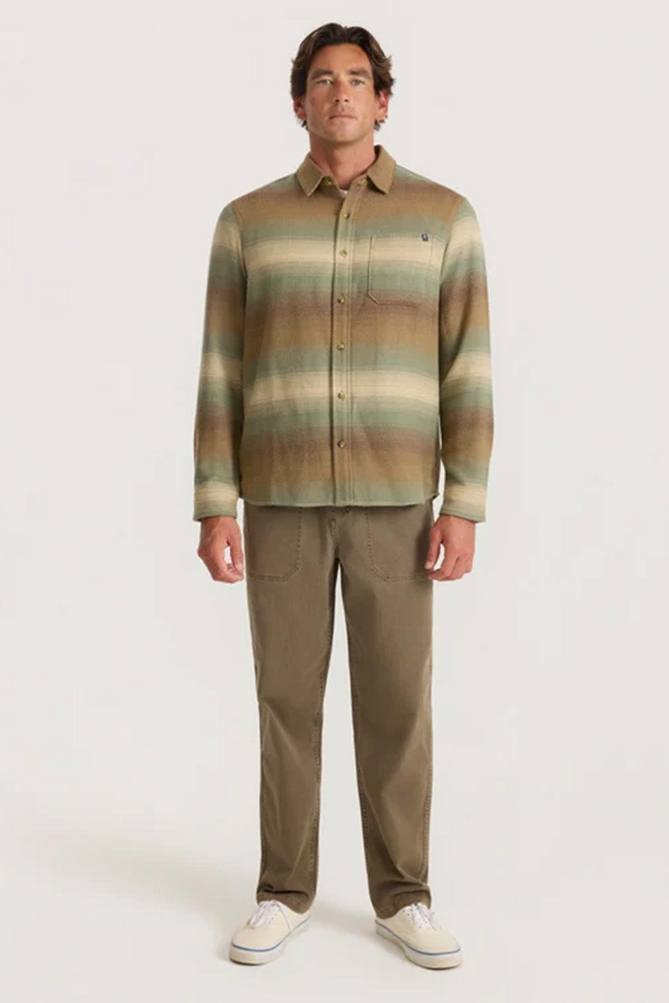 Roark Revival - Crossroads Flannel - Sand - Model Full Body