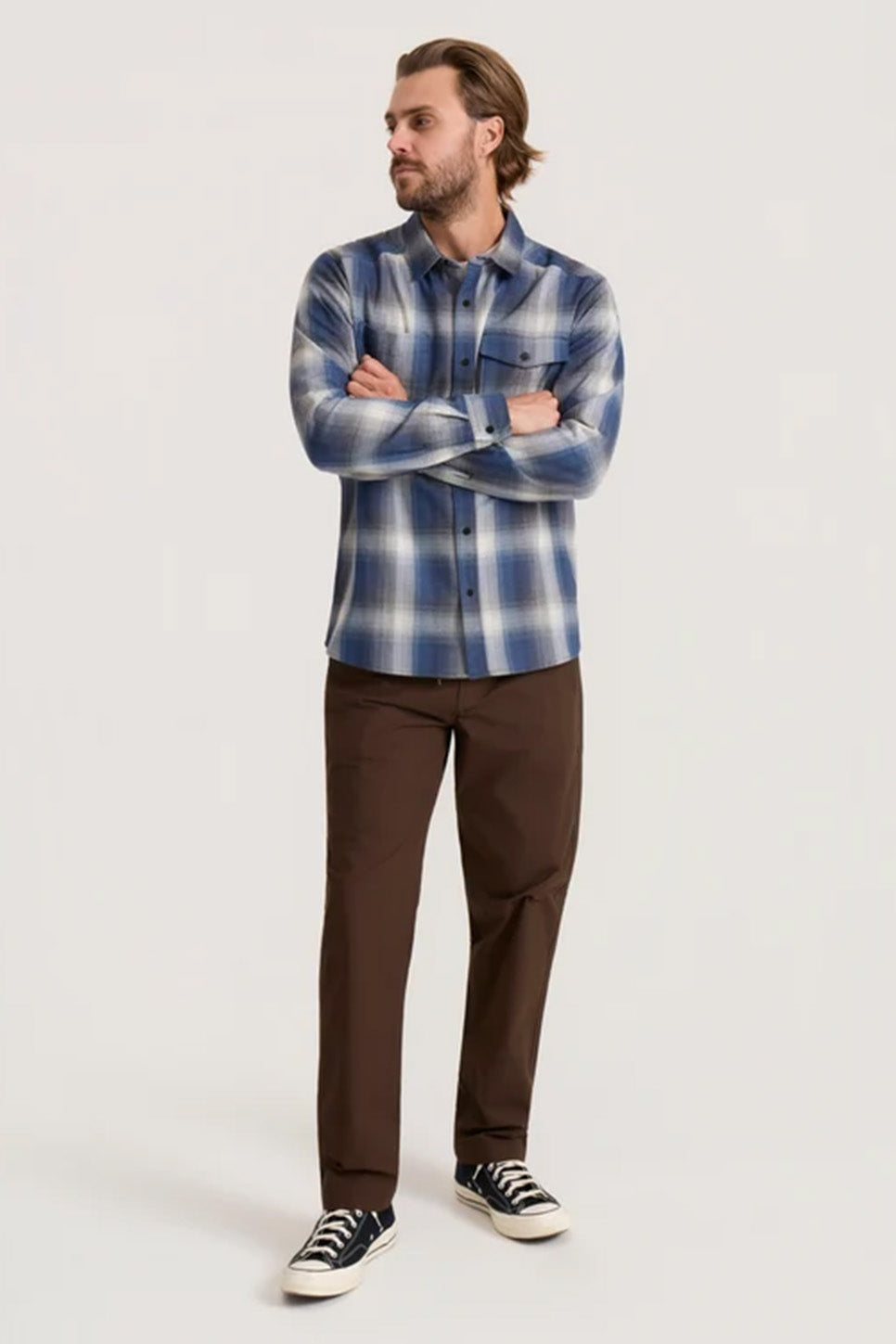 Roark Revival - Diablo Flannel - Slate - Model Full Body