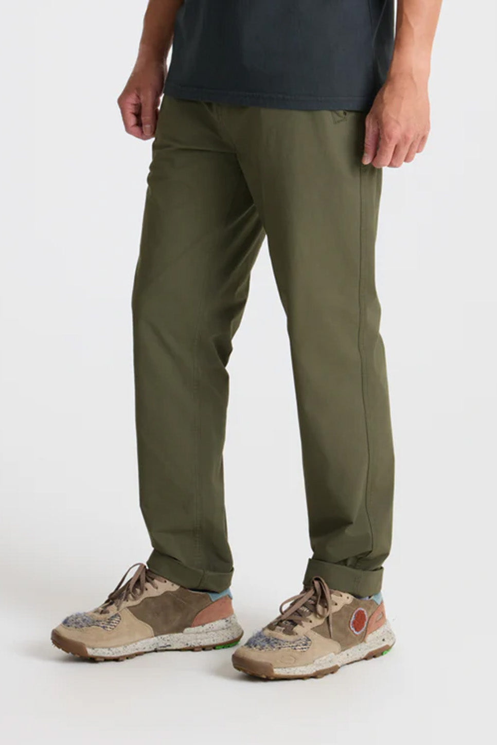 Roark Revival Layover Pro Traveler Pant in Military — Quarter view