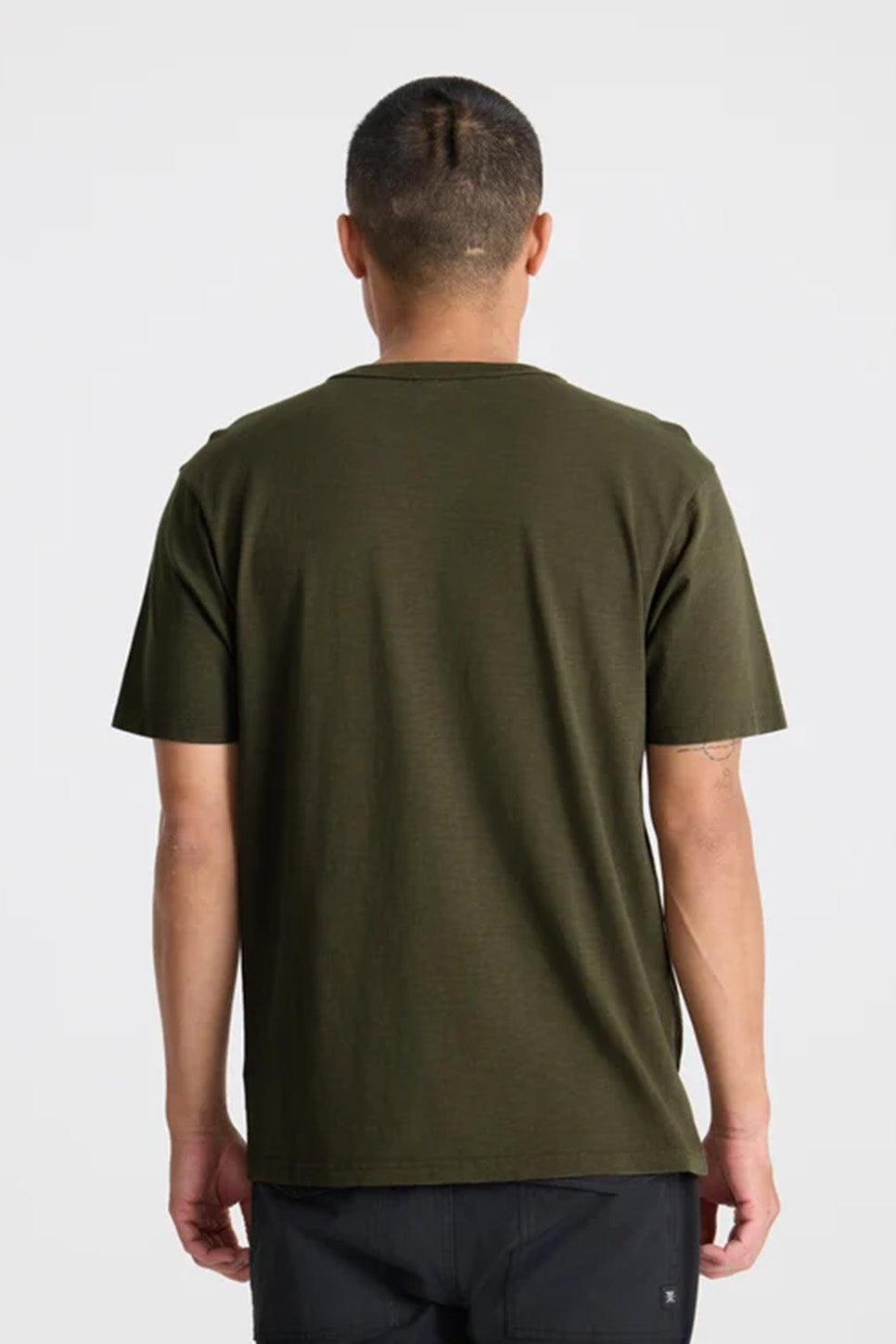 Roark Revival Well Worn Organic Tee in Military — Back view