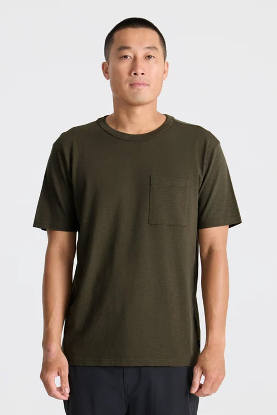Roark Revival Well Worn Organic Tee in Military — Front view