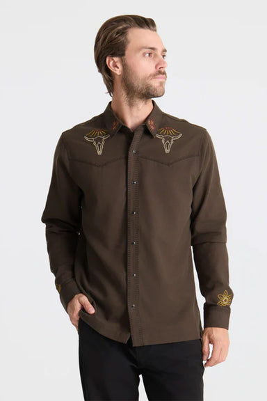 roark gaucho range shirt dark brown front 