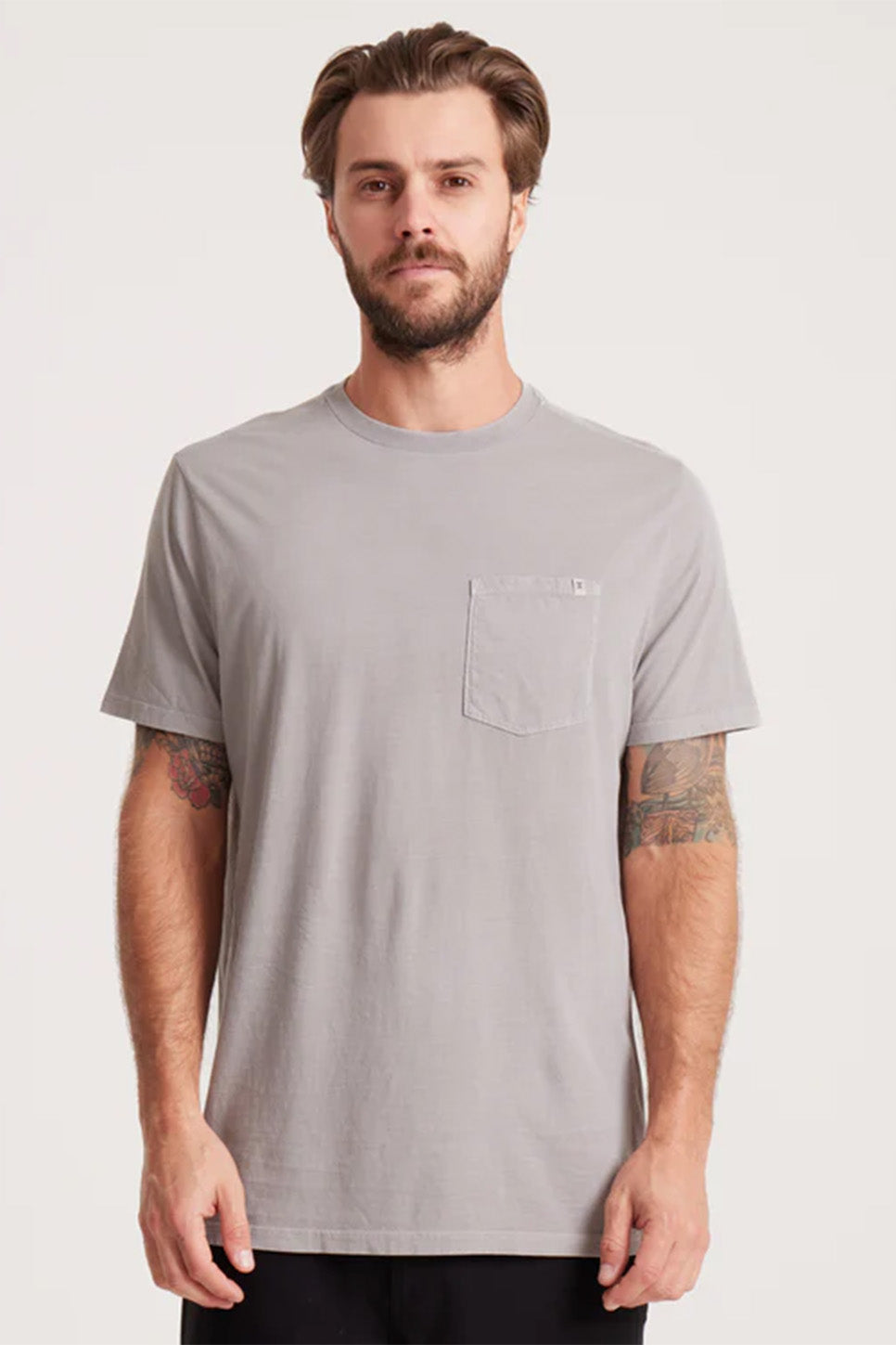 roark made to fade tee washed grey front