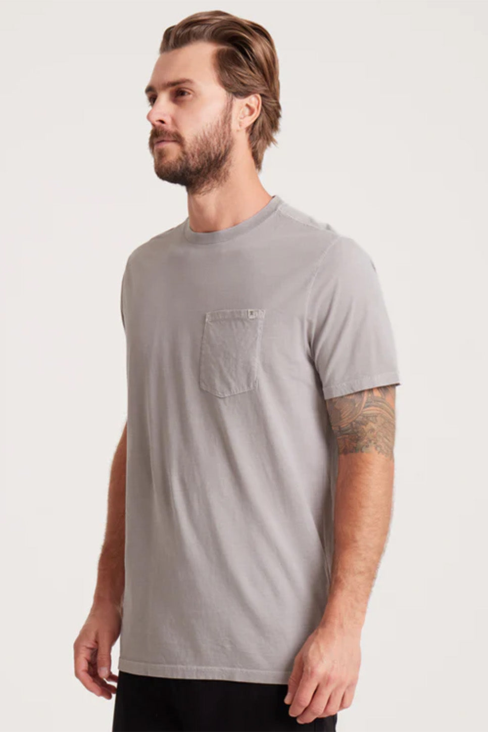 roark made to fade tee washed grey profile