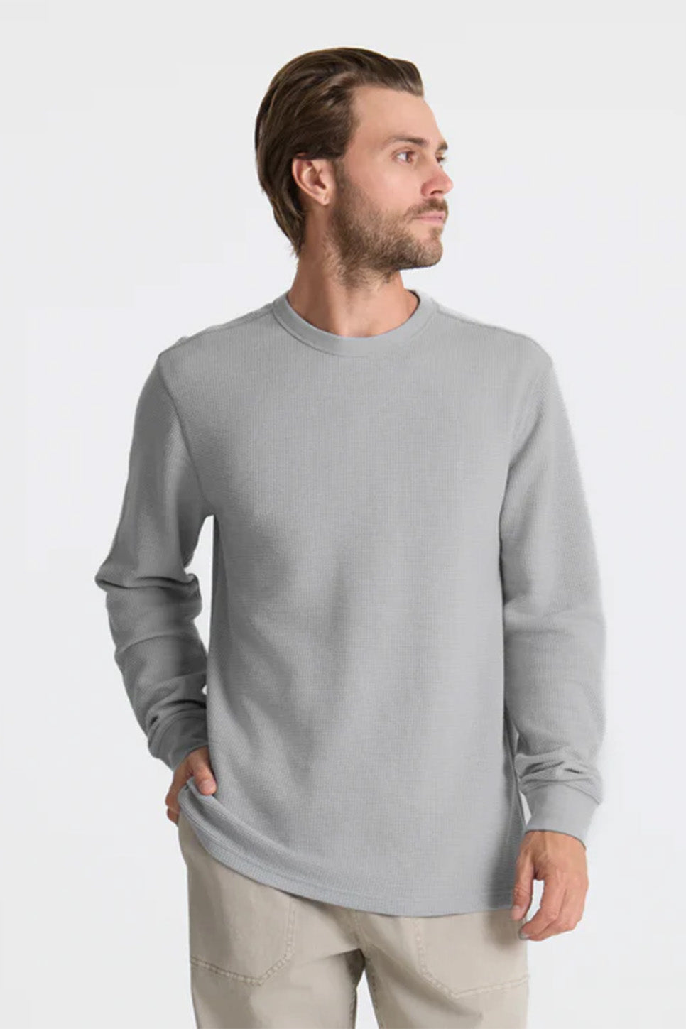 roark well worn thermal heather grey  front