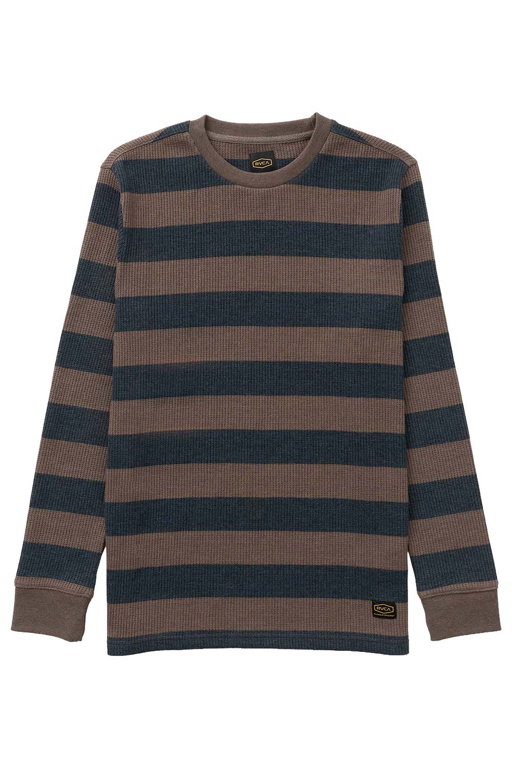 RVCA - Dayshift Thermal Stripe Long Sleeve - Mocha - Flatlay Front
