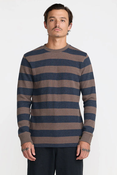 RVCA - Dayshift Thermal Stripe Long Sleeve - Mocha - Model Front