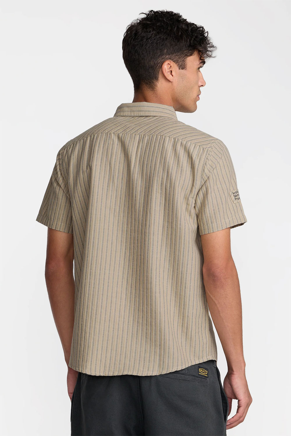 rvca archive stripe ss light khaki back
