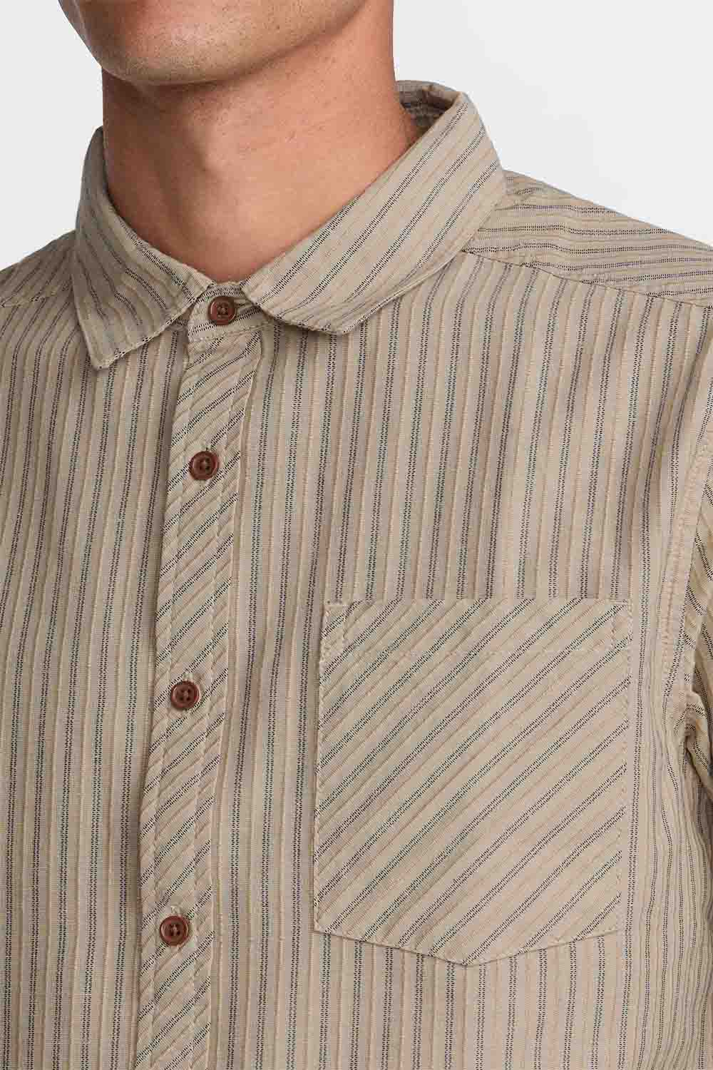 rvca archive stripe ss light khaki detail