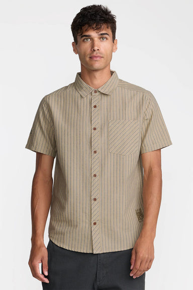 rvca archive stripe ss light khaki front