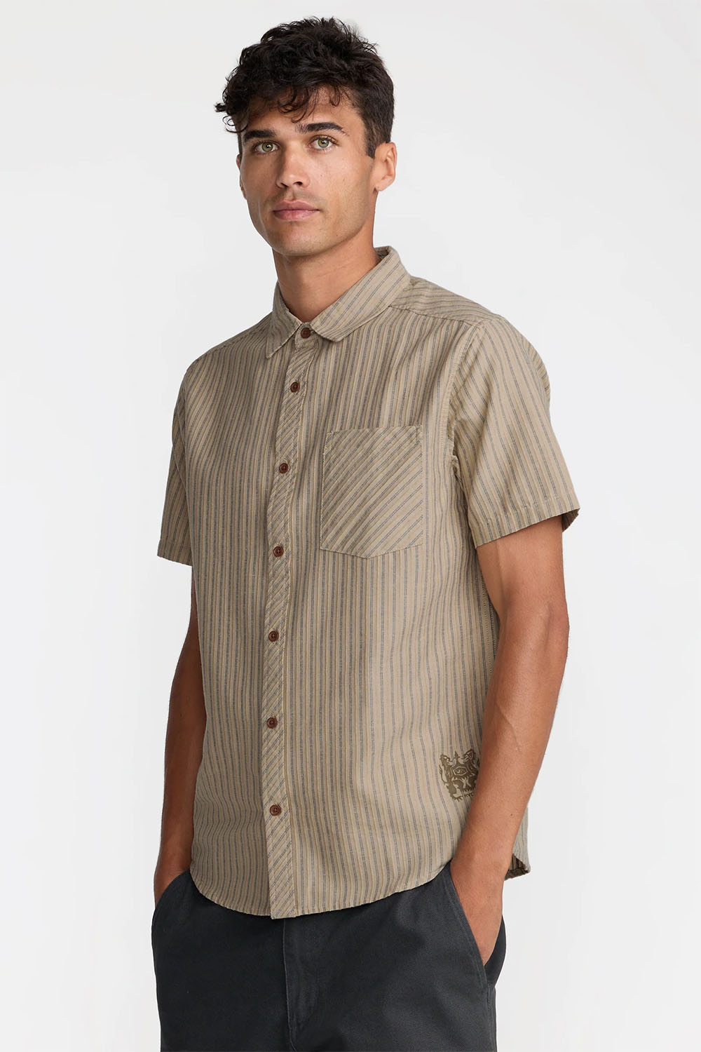 rvca archive stripe ss light khaki profile