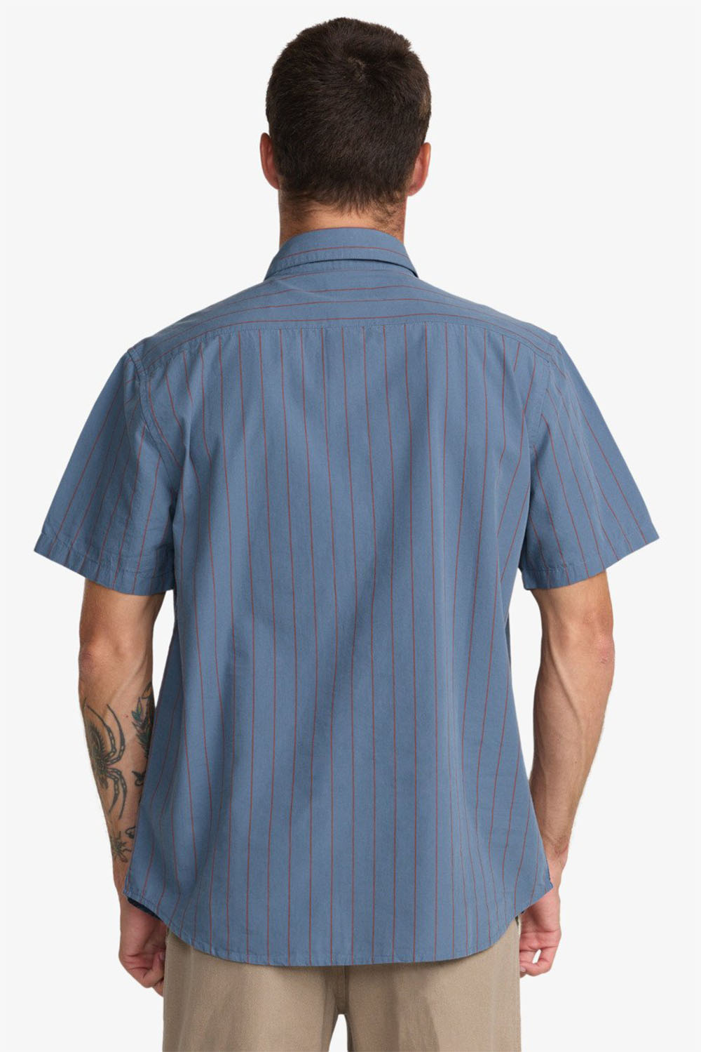 rvca dayshift workwear stripe ss vintage navy back