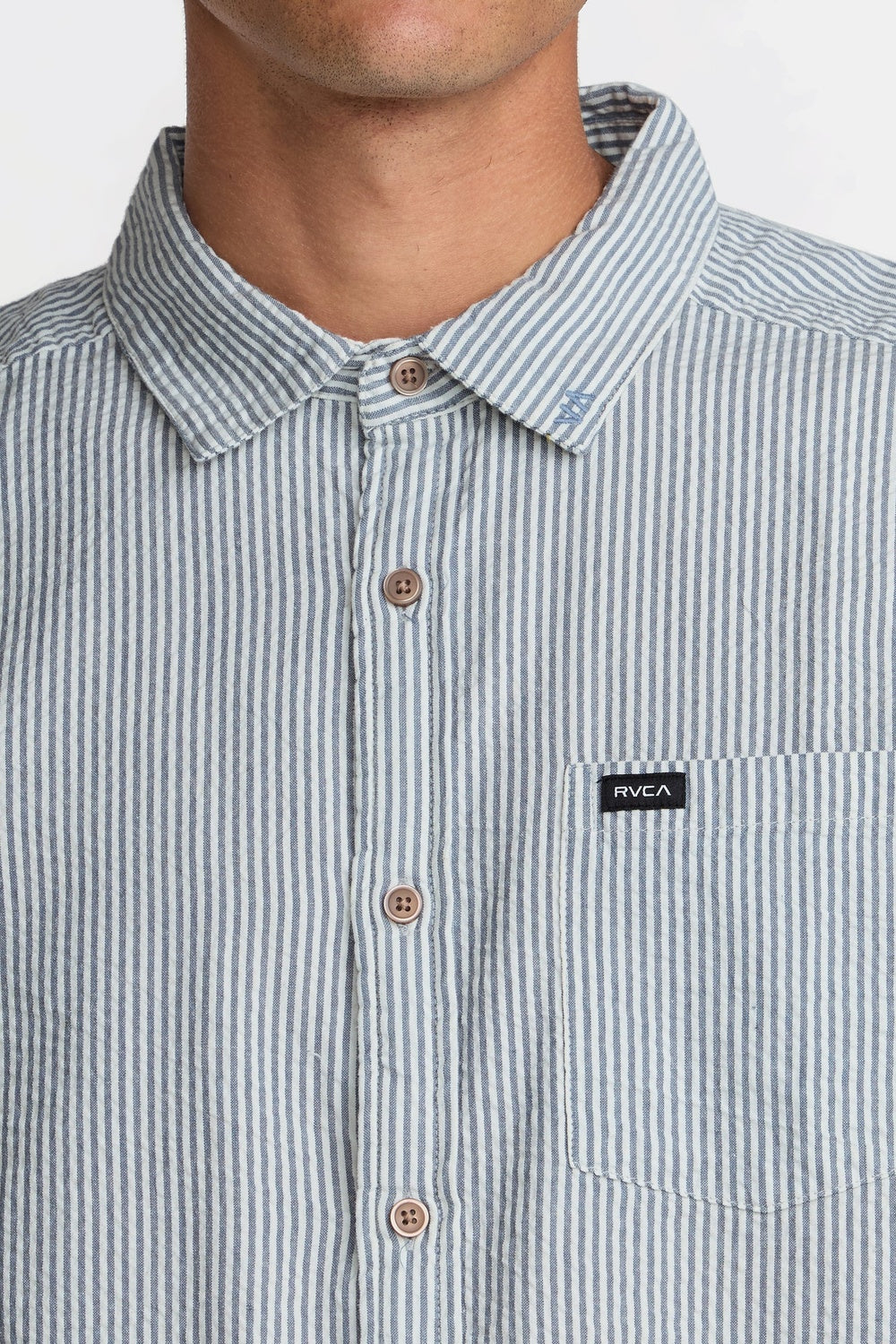 rvca that'll do seersucker ss vintage navy detail