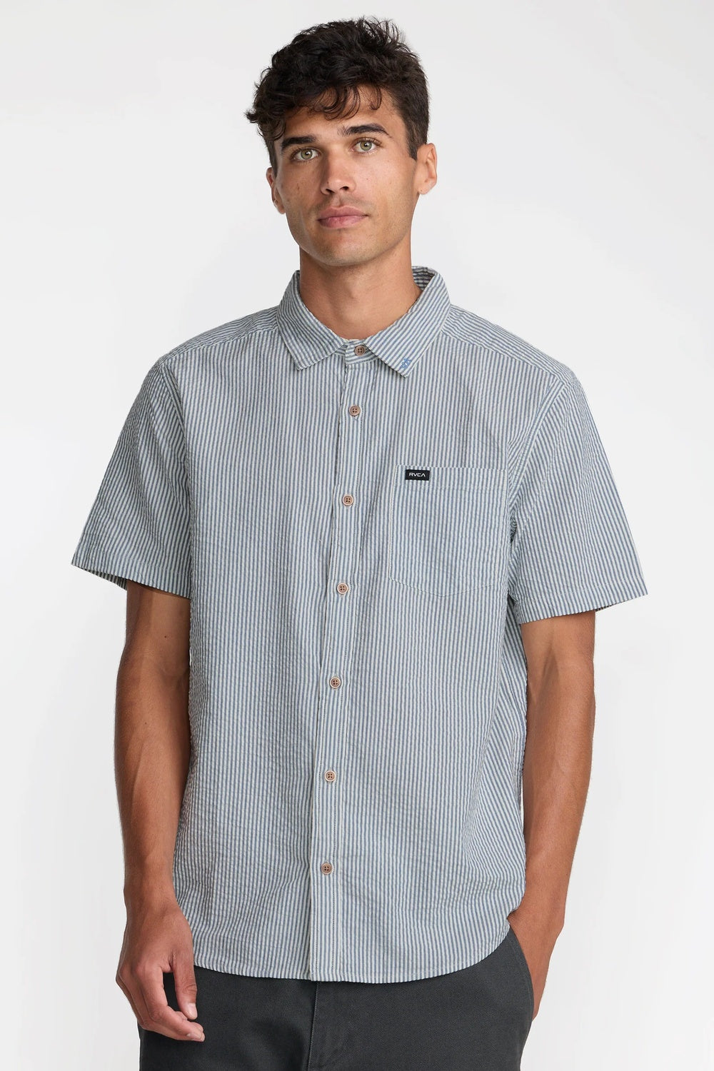 rvca that'll do seersucker ss vintage navy front