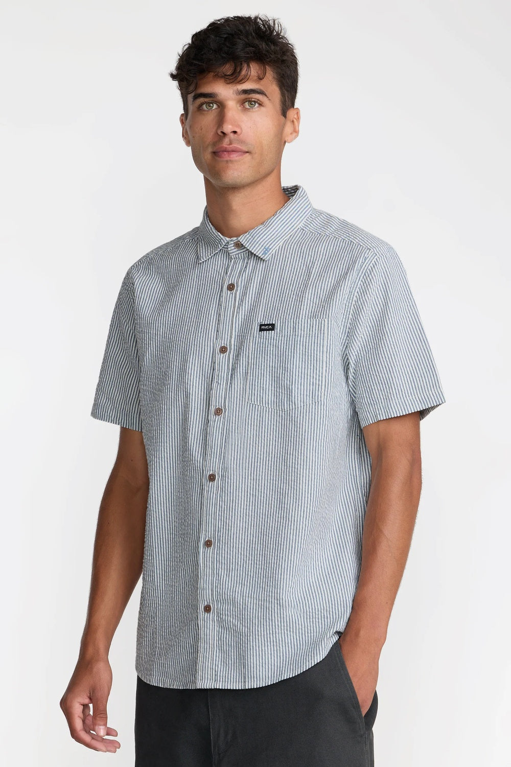 rvca that'll do seersucker ss vintage navy side