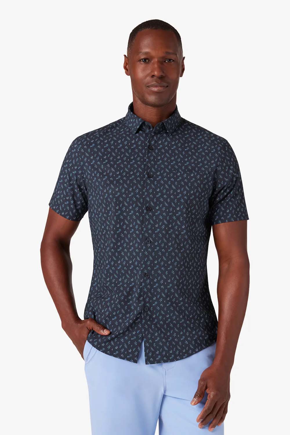 Mizzen + Main - Leeward SS - Navy Multi Leaf
