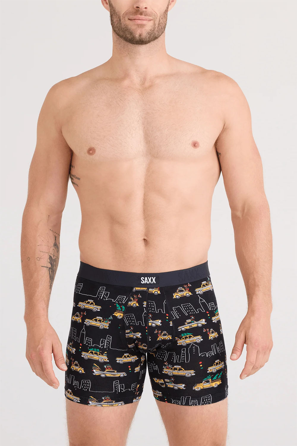 saxx vibe xtra soft boxer brief with fly hail the holiday front