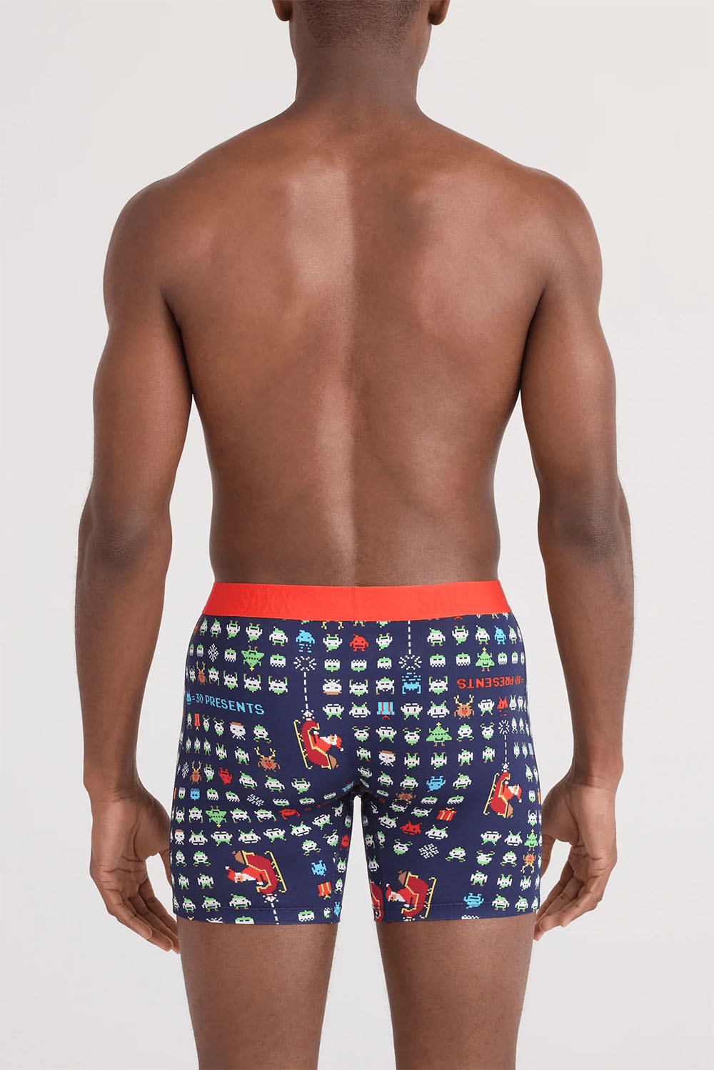 saxx vibe xtra soft boxer brief with fly sleigh invaders back