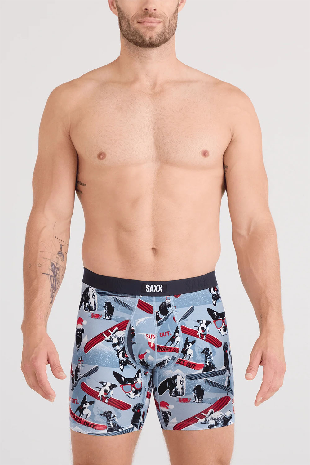 saxx vibe xtra soft boxer brief with fly winter dogs of saxx front