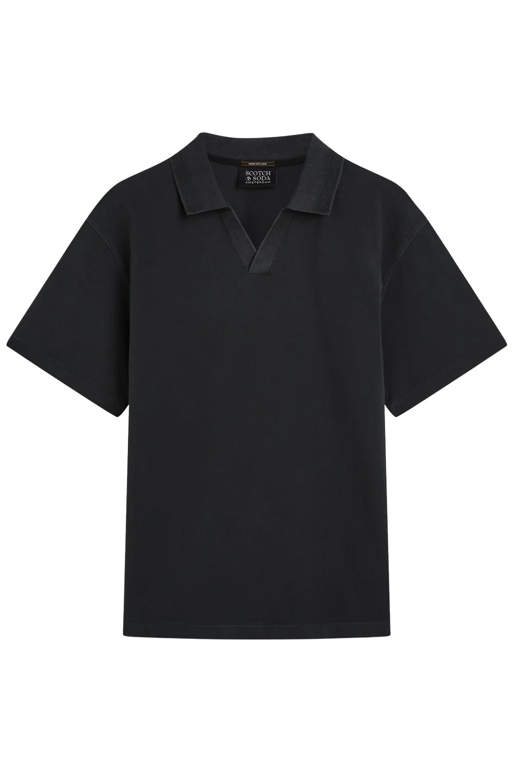 scotch and soda 3 crosses garment dyed polo in meteorite flatlay view