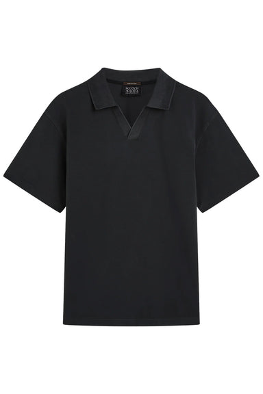 scotch and soda 3 crosses garment dyed polo in meteorite flatlay view