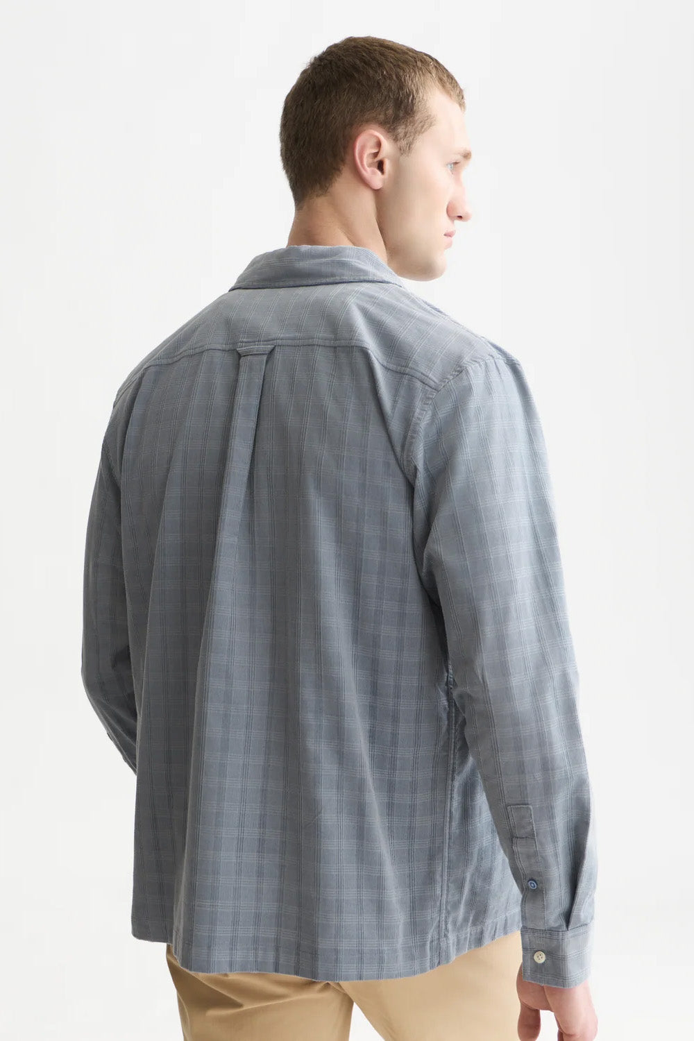 Scotch and Soda Corduroy Check Shirt in Trade Winds — back view