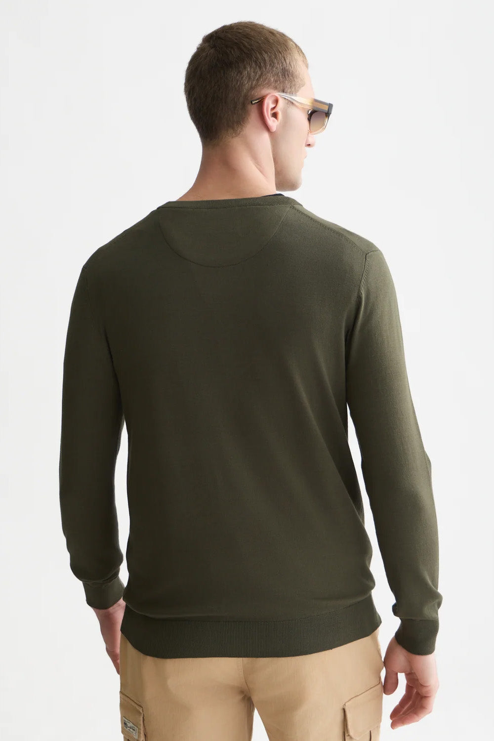 Scotch and Soda Ecovero Pullover in Forest Night — back view