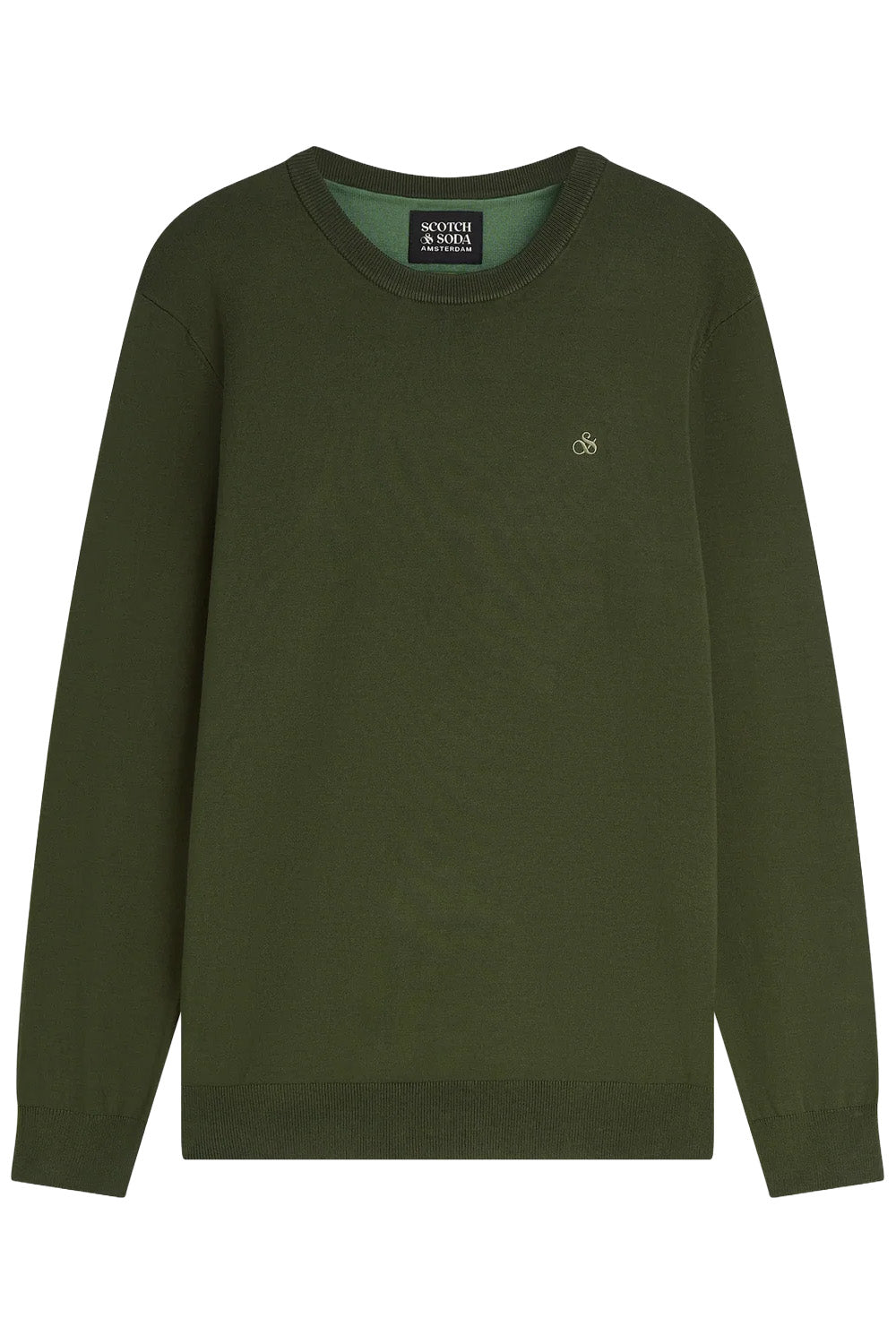Scotch and Soda Ecovero Pullover in Forest Night — flatlay view