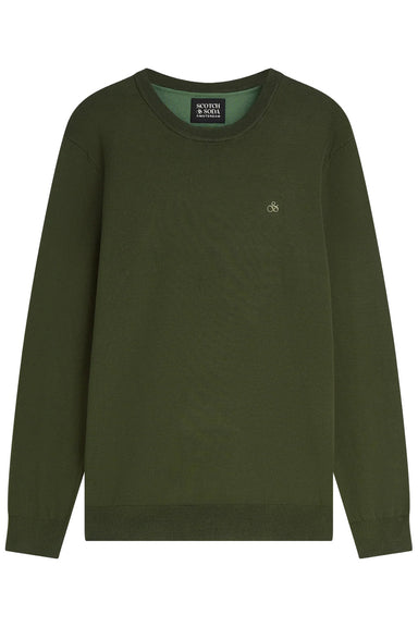 Scotch and Soda Ecovero Pullover in Forest Night — flatlay view