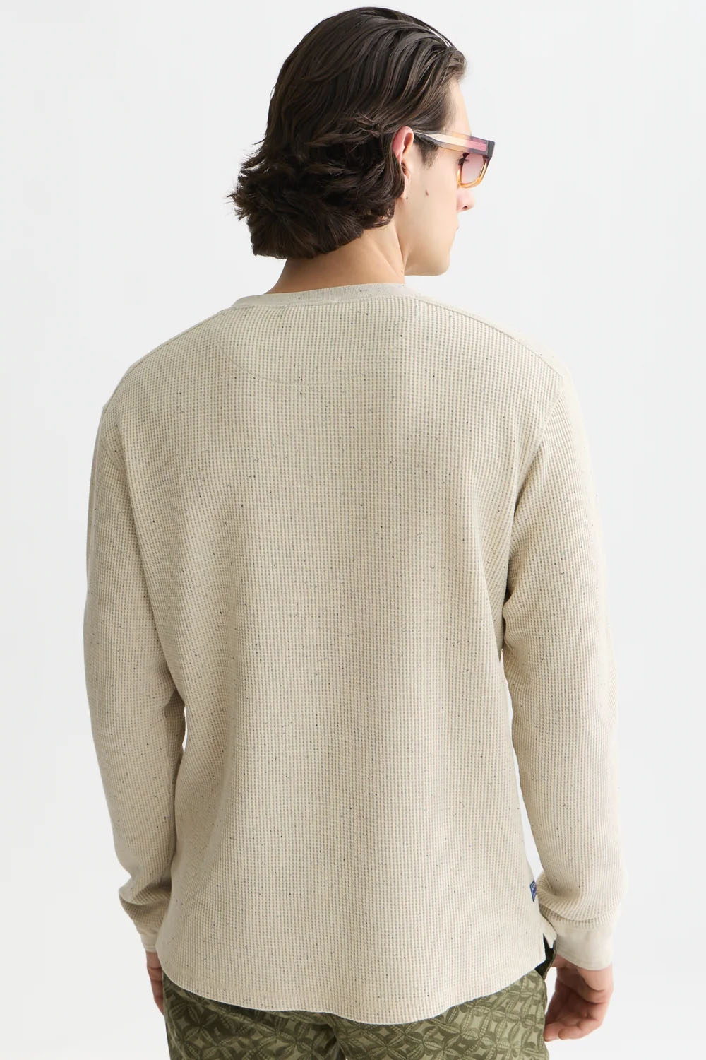 scotch and soda henley melange long sleeve in oatmeal back view