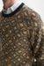 Scotch and Soda Jacquard Pullover in Tiles Flower Dijon/Sky Captain — detail-neckline view
