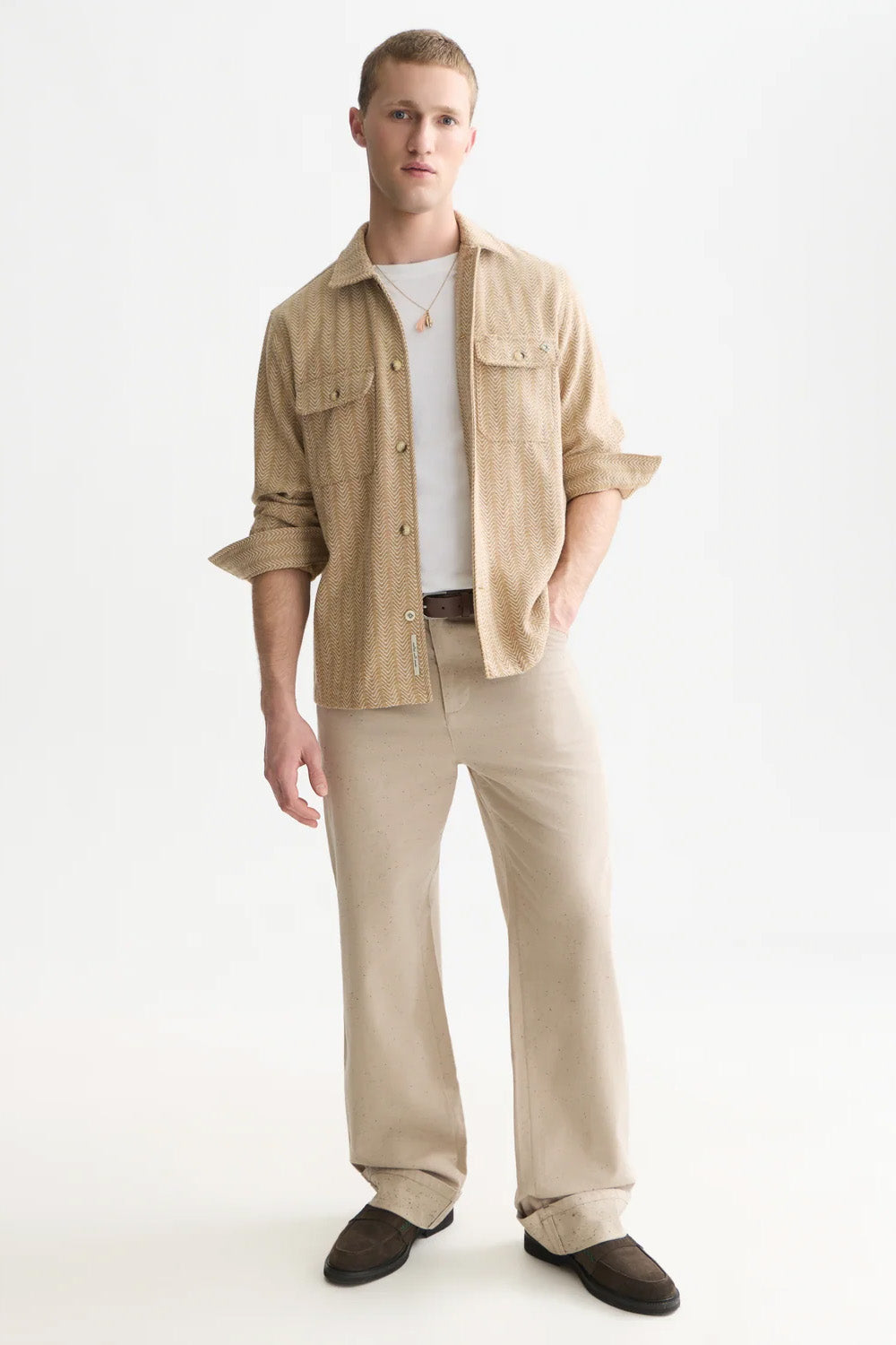 Scotch and Soda Jacquard Shirt in Dijon — Full Body view