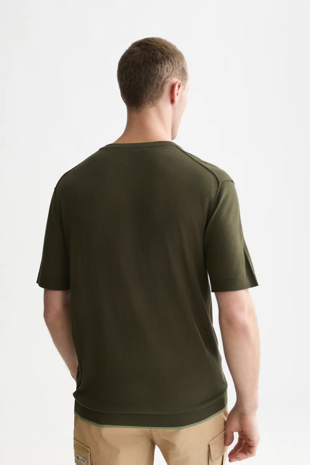 Scotch and Soda Knitted T-Shirt in Forest Night — back view