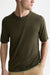 Scotch and Soda Knitted T-Shirt in Forest Night — detail-neckline view