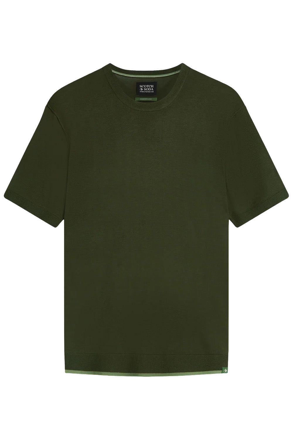 Scotch and Soda Knitted T-Shirt in Forest Night — flatlay view