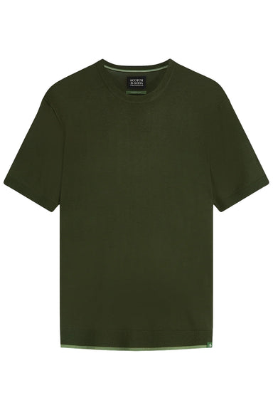 Scotch and Soda Knitted T-Shirt in Forest Night — flatlay view