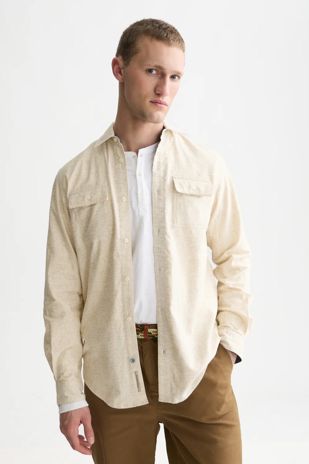 Scotch and Soda Melange Shirt in Eggnog — front view