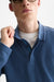 Scotch and Soda Structured Long Sleeve Polo in Ensign Blue — detail-collar view